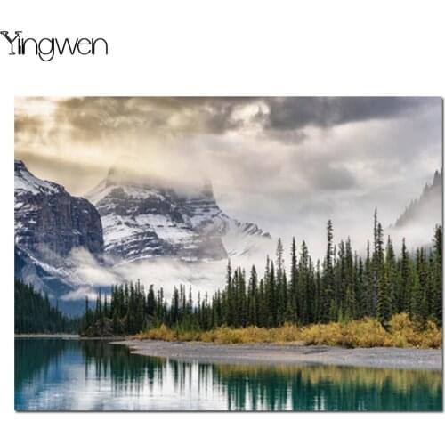 Full Square DIY Diamond Painting Cross Stitch Beautiful Natural Landscape Diamond Embroidery 5D Ice Mountain Lake Trees Mosaic