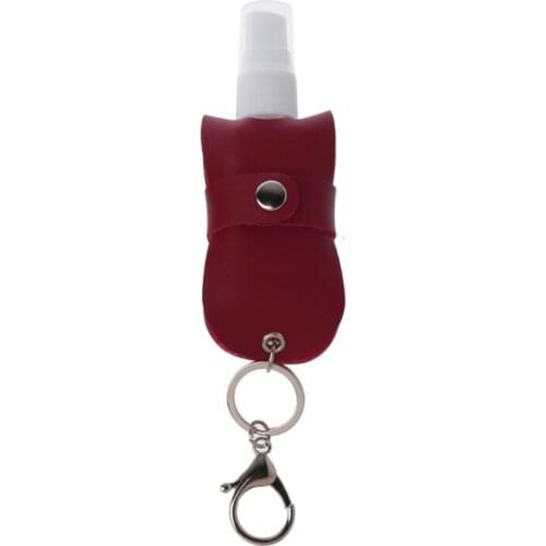 Portable 50ml Spray Bottle Travel Mister Bottle with Leather Keychain Holder 2XPB