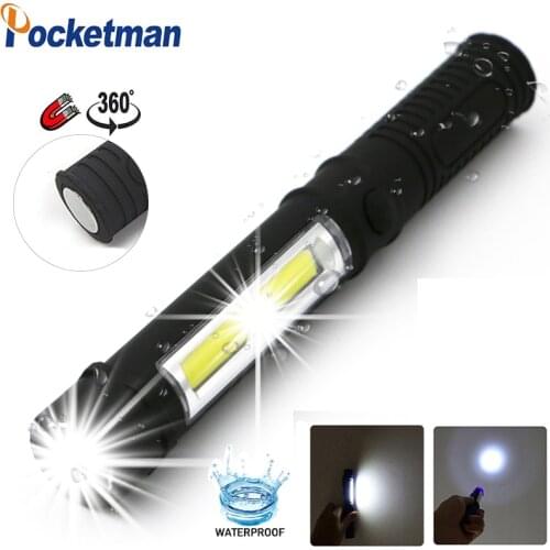 2000 Lumens Mini Portable Working Inspection Torch Pocket Pen Light COB LED Multifunction Maintenance Flashlight Magnetic Base