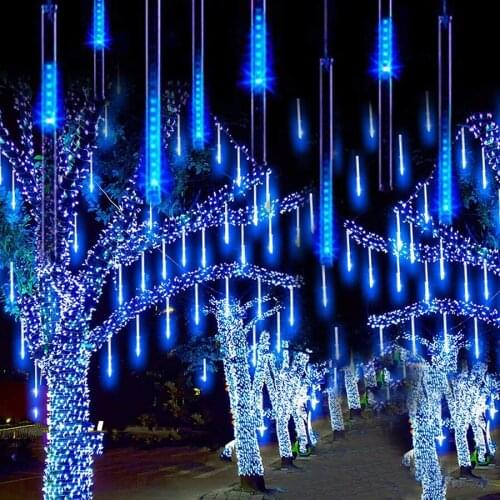Thrisdar 30/50CM Outdoor Waterproof LED String Light Meteor Shower Rain Light Christmas Snow Falling Raindrop Icicle Fairy Light