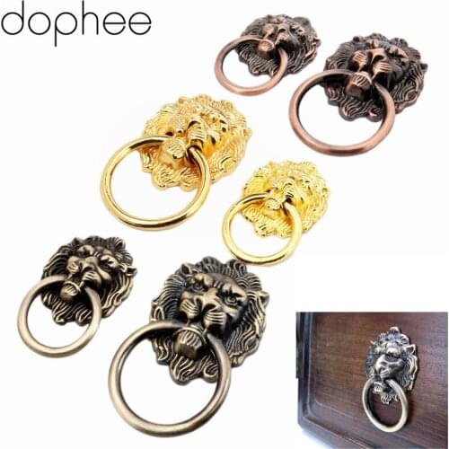 67MM Antique Furniture Handles Vintage Lion Head Cabinet Knobs and Handles Furniture Door Cabinet Drawer Pull Handle Knob Ring