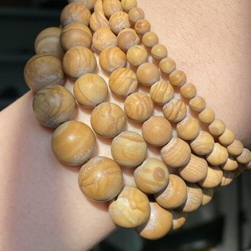 Dull Polish Matte Natural Wooden Jaspers Stone Beads For Jewelry Making Round Loose Beads Diy Bracelet Charms 4/6/8/10/12mm 15