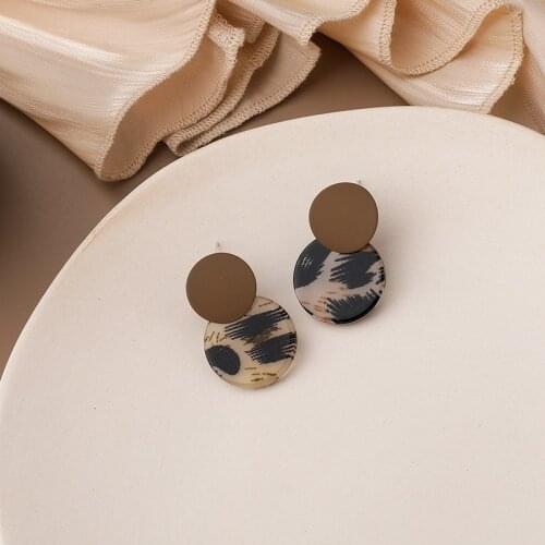 New Style Net Red Leopard Earrings Female Wild Fashion Korean Fashion Geometric Metal Earrings Frosted Earrings Wholesale