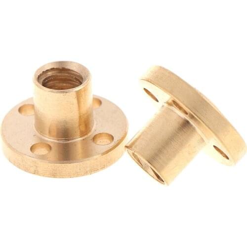 T8 Trapezoidal Nuts 8mm Part Copper Screws For Stepper Motor Lead Screw Diameter 10mm Pitch 2mm Brass 3D Printers Parts Guide