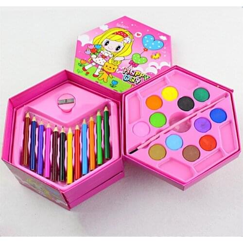 Pupils watercolor painting suit combination brush pen gift stationery crayons brush children 46 pcs suit stationery