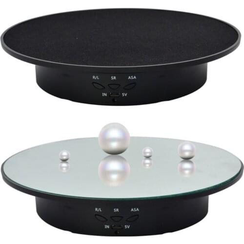 3 Speeds 20cm Intelligent Electric Rotating Display Stand Mirror Turntable Jewelry Holder Battery/USB Power Drop Ship