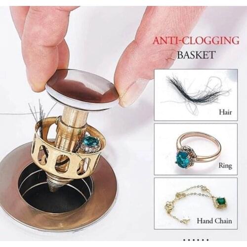 Universal Wash Basin Bounce Drain Filter Sink Drain Vanity Stopper Bathtub Plug Trap Hair Catcher Faucet Bathroom Accessories