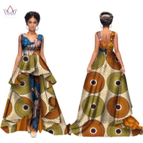 Stock Size Low Price Summer Bazin Elegant Jumpsuits for Women Maxi Sleeveless Romper And Long Dashiki Pants WY2117