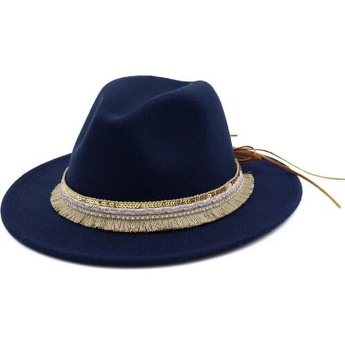 2019 Classic Women Men Fedora Hat With Tassel Ribbon Outdoor Casual Hat Size 56-58CM