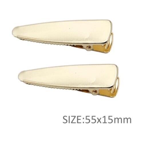 100pc/lot 55x15mm Gold Plating Metal Snap Clips Bow Teethed Barrette Crocodile Clamp For DIY Hair Accessories