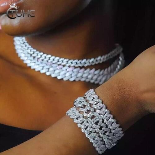 12mm Micro Pave CZ Cuban Link Chains Necklaces Luxury Bling Choker Iced Out Zircon Punk Women Men Couple Jewelry Christmas Gifts