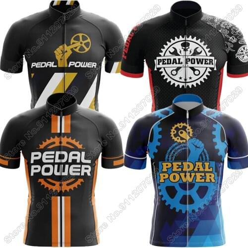 Pedal Power 2021 Cycling Jersey Short Sleeve Summer Cycling Clothing Men Road Bike Shirts Bicycle Tops MTB Wear Uniform