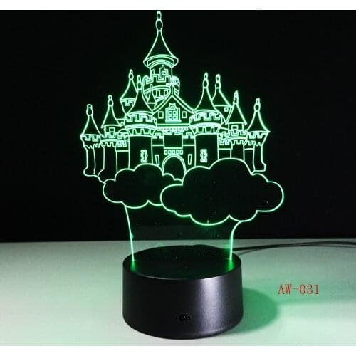 Ancient Castle 3D LED Lamp 7 Colors Changing Acrylic Magic Palace Night Lamp Creative Lamp Touch Control For Kids Gift AW-031