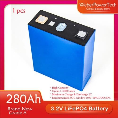 3.2V 280AH BRAND Origina NEW Grade A 48V Rechargeable Lifepo4 Cell for 12V 24V Battery Pack US EU Free Shipping With Busbar