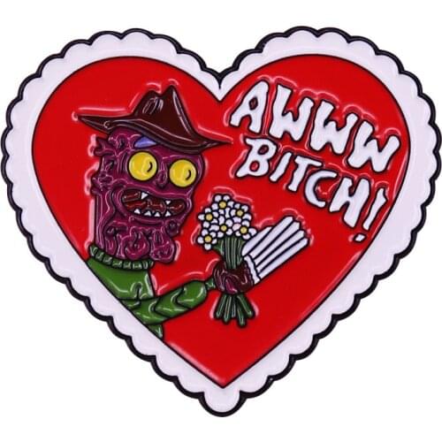 Awww Bitch! Hard Enamel Pins Loves Metal Brooches Women Men Lapel Badges Backpack Collar Fashion Jewelry Gifts For Kids Friend