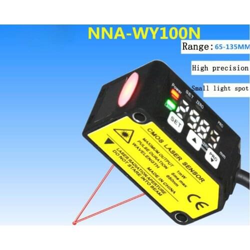 Digital display High precision Laser displacement sensor with small visible light spot Switch analog quantity NNA-WY100N