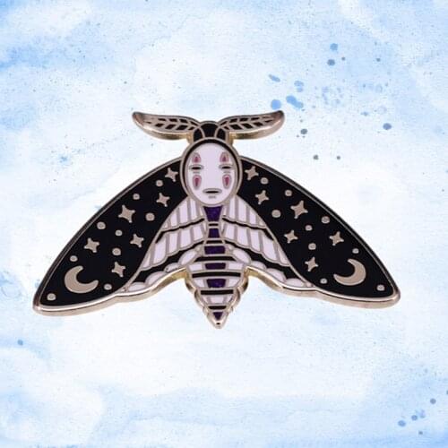 Spirited Away mash up Deaths head hawk moth Dark Art enamel pin Galaxy Artwork jewelry brooch