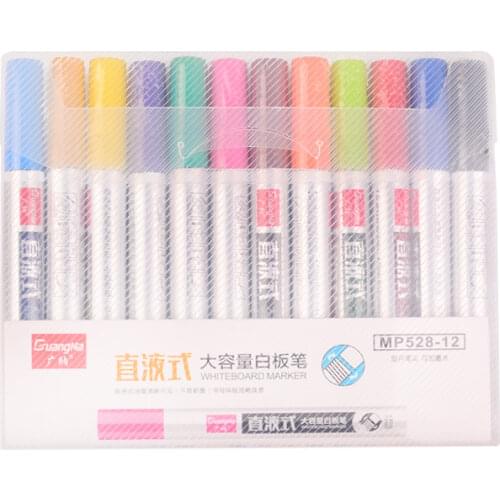 Liquid Erasable Whiteboard Pen 12 Color Pens Water Based Color Teaching Blackboard Writing Office Stationery