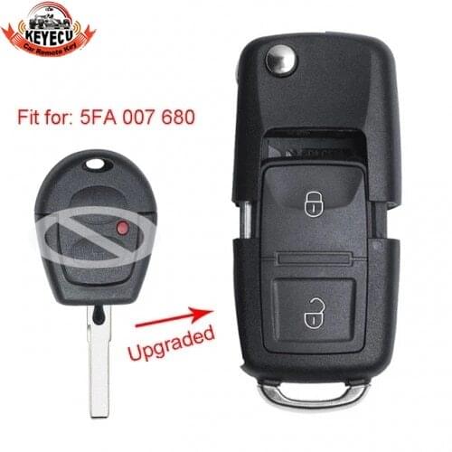 KEYECU Upgraded Flip Remote Car Key Fob 433MHz ID48 for Volkswagen Bora Polo Golf Passat Lupo P/N: 5FA 007 680