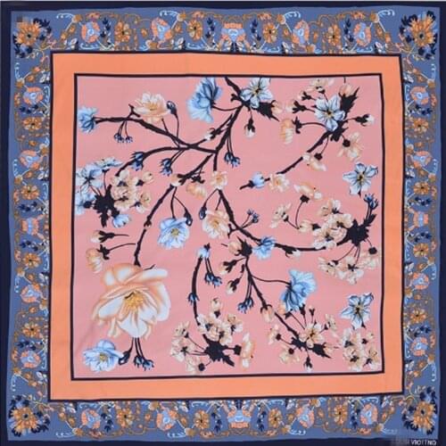 KOI LEAPING new scarf fashion shawl luxury brand turban digital printing flower twill womens scarf 130 * 130 cm square scarf