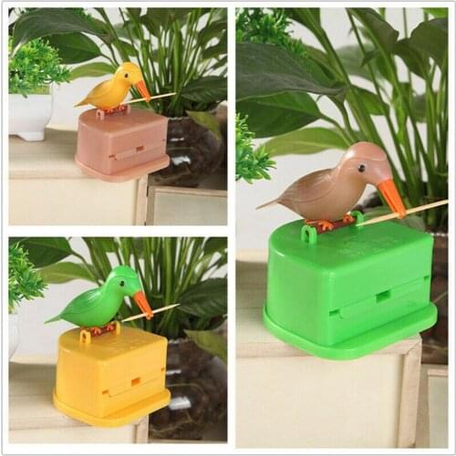Creative Bird Toothpick Box Press Smart Toothpick Holder Automatic Pop-up Cute Bird Toothpick Jar