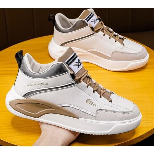 2021 Mens Vulcanized Shoes Thick Soled Men Sneakers PU Leather Casual Shoes Outdoor Footwear Chunky Men Shoes