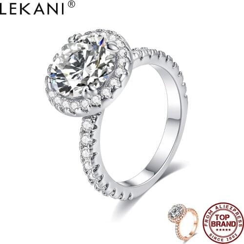 LEKANI Luxury Ring For Women Big Brillancy White Cubic Zirconia Setting Noble Rings Send Wife Anniversary Gifts Fashion Jewelry