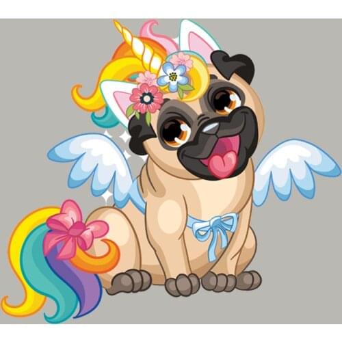 Unicorn Dog Iron On Patches Appliqued Fashion Tops Vinyl Diy Heat Transfer Patches On Clothes Over Powder Stickers