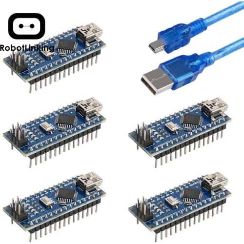 For Arduino Nano V3.0, Nano board ATmega328P 5V 16M Micro-controller board with USB cable (Nano x 5 + cable)