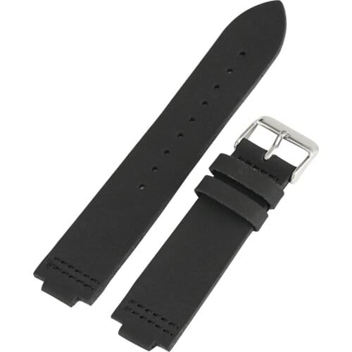Durable Black Leather Watches Strap 22MM Replacement Wristwatch Band Classic Large Pin Buckle Watch Band for Wooden Watch