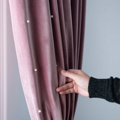 Luxury Velvet Thick Blackout Curtains for Living Room Bedroom White Pearl Rosa Red Villa Wedding Sliding Glass Door Drapes