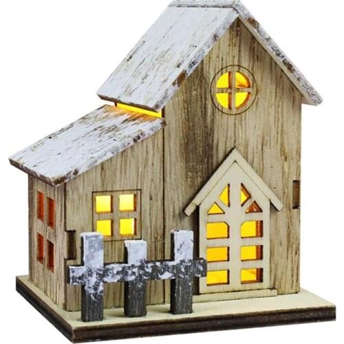 Christmas Cabin Decoration Luminous Wooden House LED Lighted Hut Friend Gift Wooden Desktop Ornaments For Home Offices And Shops