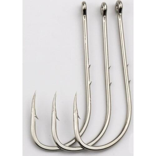 50pcs Fishhook Long Shank Fishing Hook 1#-10# High Carbon Steel Sharp Barbed Offset Narrow Bait Fishing Hooks Tackle Box