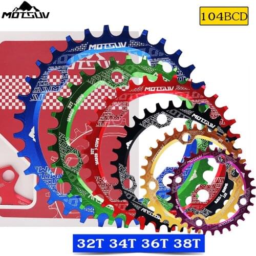 Bicycle crank 104bcd round narrow chainring 32T/34T/36T/38T MTB crank disc Bicycle parts sprocket disc crank veneer