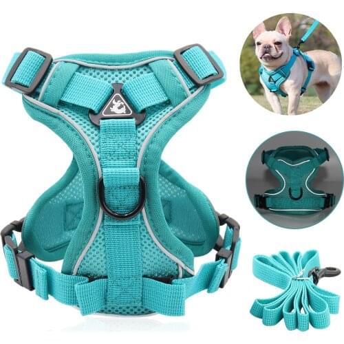 Small Dog Harness No Pull Reflective Nylon Puppy Cat Harness Walking Lead Leash French Bulldog Pug Beagle Dogs Pets Accessories