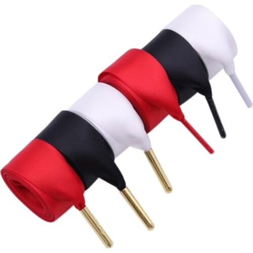 Solid Color Ribbon Wide Shoelaces Women Canvas Casual Flat Shoes Lacet 2021 Charmed Fashion Cord 50-200CM For Custom