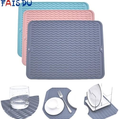 Silicone Dish Drying Mat Dry Mats Heat Insulation Cups Draining Pad Placemat Tableware Drain Insulation for Kitchen Accessories