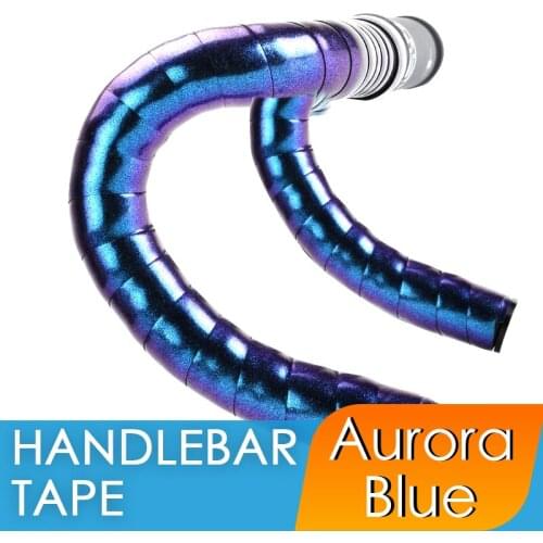 Road Bike Handlebar Tape Aurora Blue Purple Green Reflective Cycling Bar Tape MTB PU Leather Bicycle Grip Tape