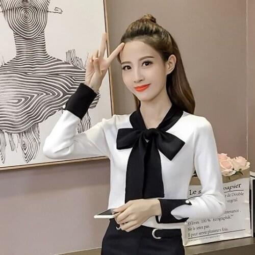 Woman Sweaters Pullover Womens Spring Clothing V-neck Bow Top Long-Sleeved Sweater Autumn and Winter Femme Chandails