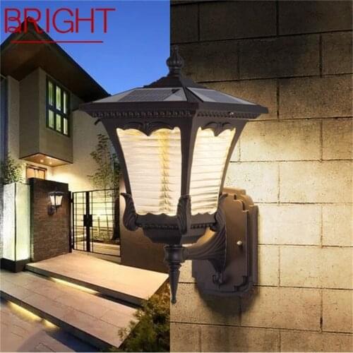 BRIGHT Outdoor Wall Light Fixture Solar Modern Waterproof LED Patio Wall Lamp For Porch Balcony Courtyard Villa Aisle