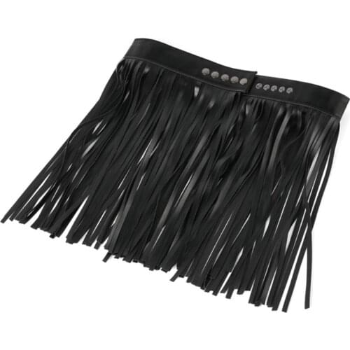Womens High Waist Faux Leather Tassels Skirt Body Harness Punk Party Clubwear