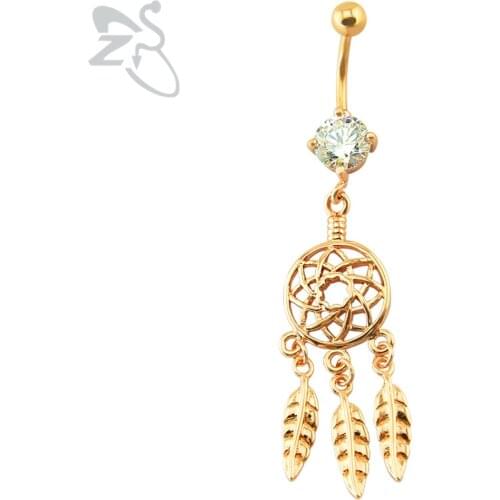 Dream catcher navel ring belly piercing dream catcher gold belly ring navel piercing stainless steel women body Piercing jewelry