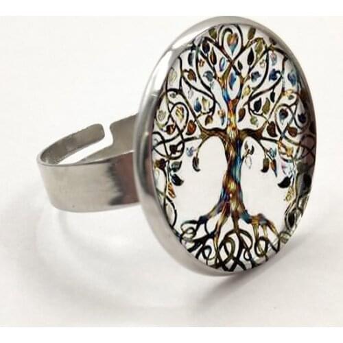 YAUTION Glass Picture Pendant Tree Of Life Ring Glass For Women jewelry Ring gifts