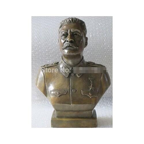 12 " Western Art Bronce Joseph Stalin estatua Del Busto China wholesale factory Marx and Lenin Stalin Well Copper Brass