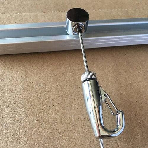 2Tracks+4Cables+4Hooks Silver Wall Ceiling Mounted Picture Hanging System Art Display Rails Kit Stainless Steel Cable Heavy Duty