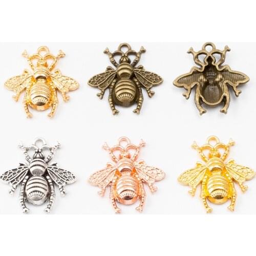 20pcs 21x20mm Bee Charms Pendant Honeybee Pendant Bracelets Necklaces DIY Accessories Bee Charms for Jewelry Making Wholsale