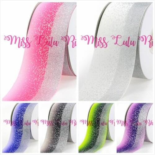 3"75mm Colorful Gradient Printed Grosgrain Ribbon Glitter Silver Powder DIY Party&Valentines Day Home Decor Webbings 10yards
