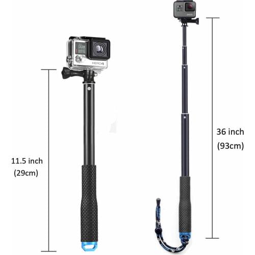 36" Waterproof Extension Pole Selfie Stick tripod for GoPro Hero/Session 9 8 7 6 5 4 3+ 3 selfie stick tripod handheld sticks