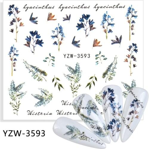 4PCS/LOTBright Flower Series Nail Art Stickers Water Decals Sliders Foil Autumn Design For Nail Manicure