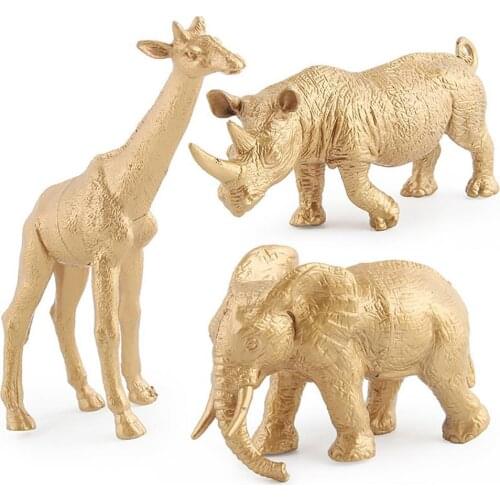 7/Set Simulation Ornaments Golden Color Tiger Lion Leopard Ornaments Learning Education Gift for Decoration